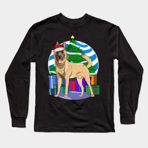 Belgian Malinois Dog Christmas Tree Decoration Long Sleeve T-Shirt by Noseking